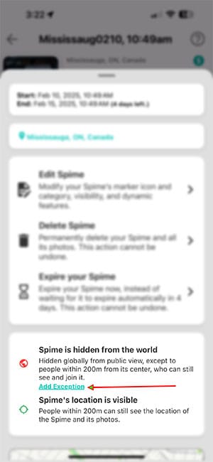 Hide Location Exception