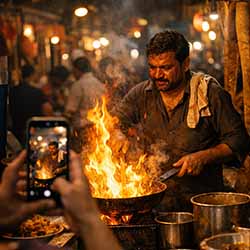 India 07 250x250 Flames and focus at the food stall